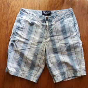 The New Ivy Brand Blue Plaid Cotton Shorts Sz 34